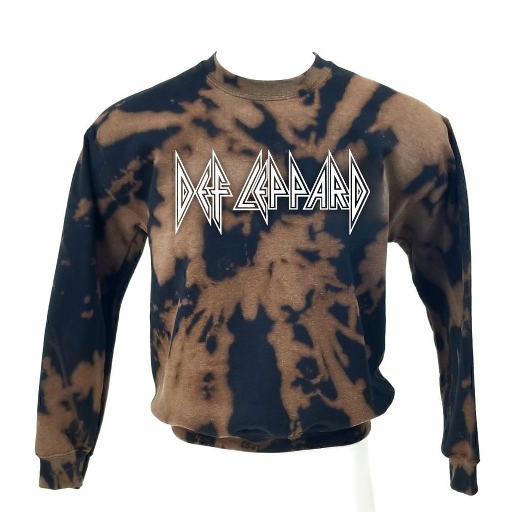 DEF LEPPARD Rock Band Acid Washed Pullover Crewneck Sweatshirt Hip Hop Rap Tee